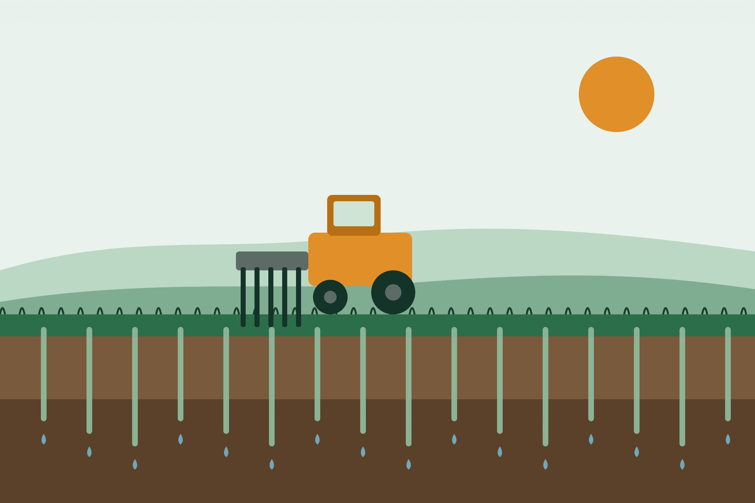 Aeration equipment relieving compaction on a waterlogged lawn
