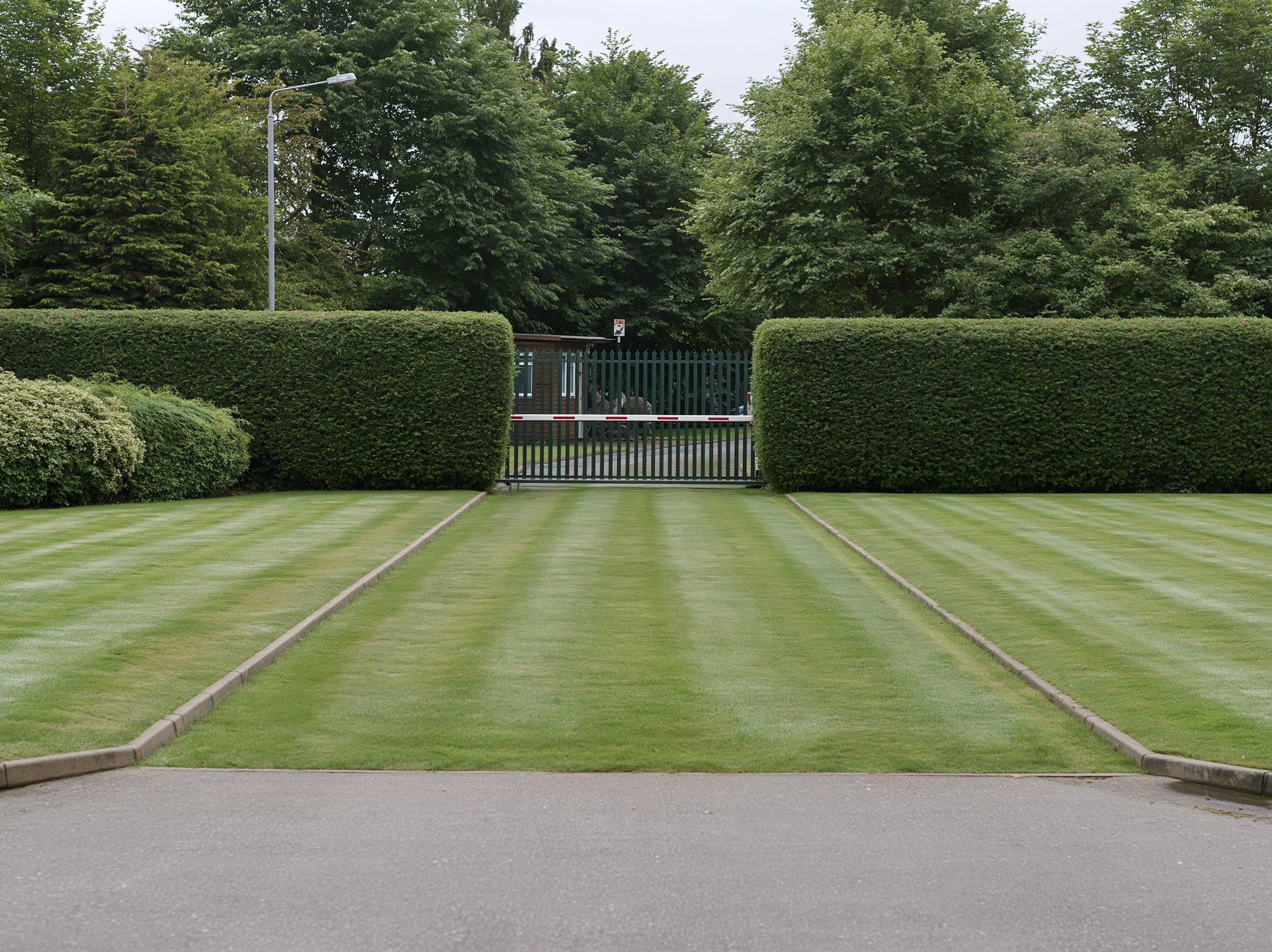 Well-kept grounds at a secure UK estate