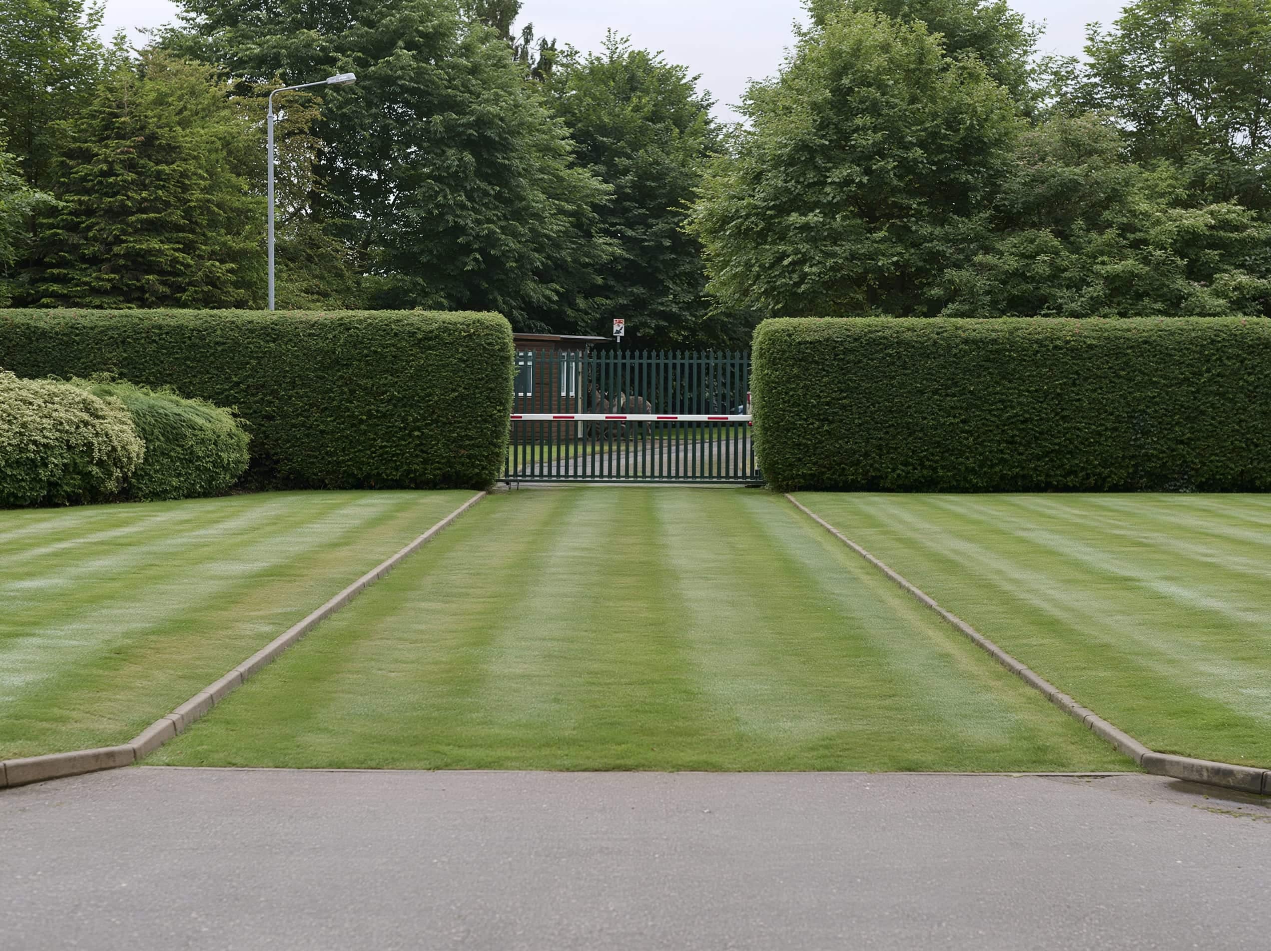 Well-kept grounds at a secure UK estate
