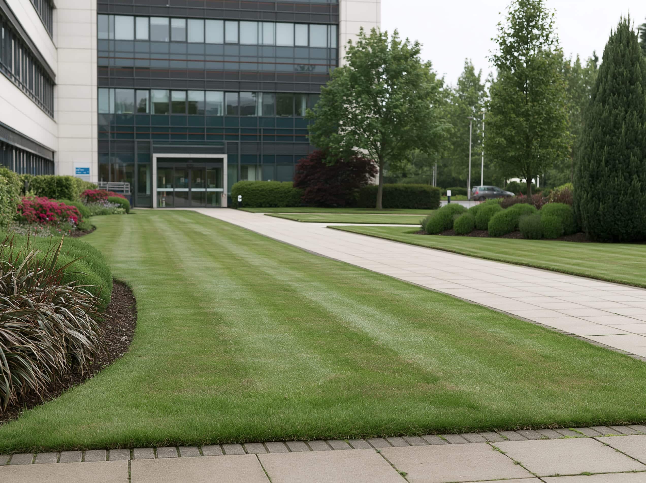 Calm, well-kept grounds at a UK healthcare site