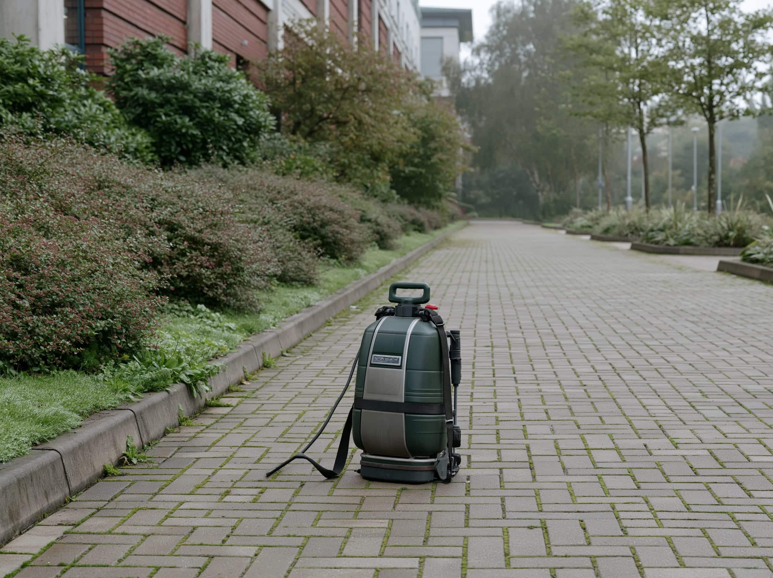 Weed-free block-paved commercial forecourt and kerb lines